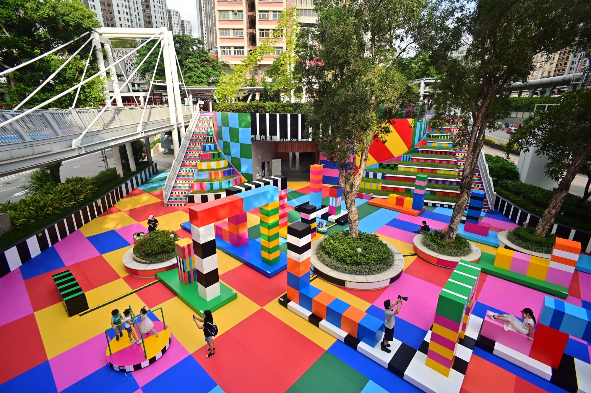 a vibrantly colorful playground in Hong Kong designed by Craig & Karl