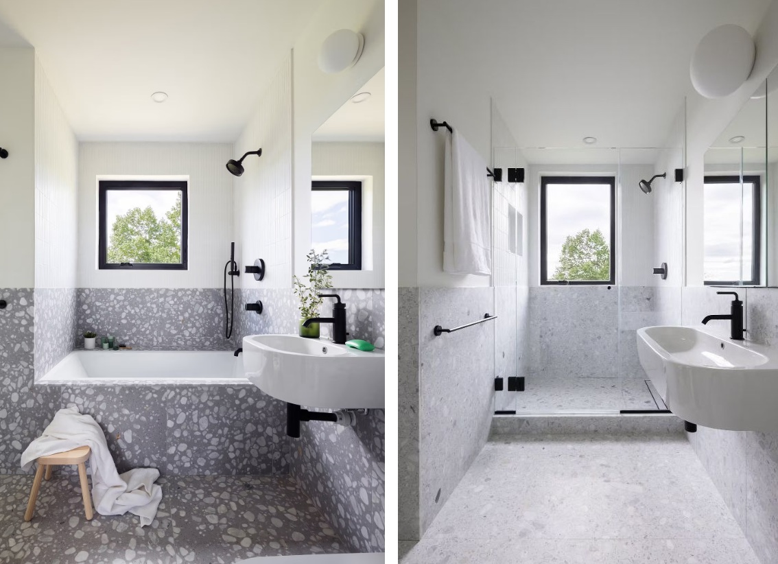 House cedar clad cube Architecture bathroom