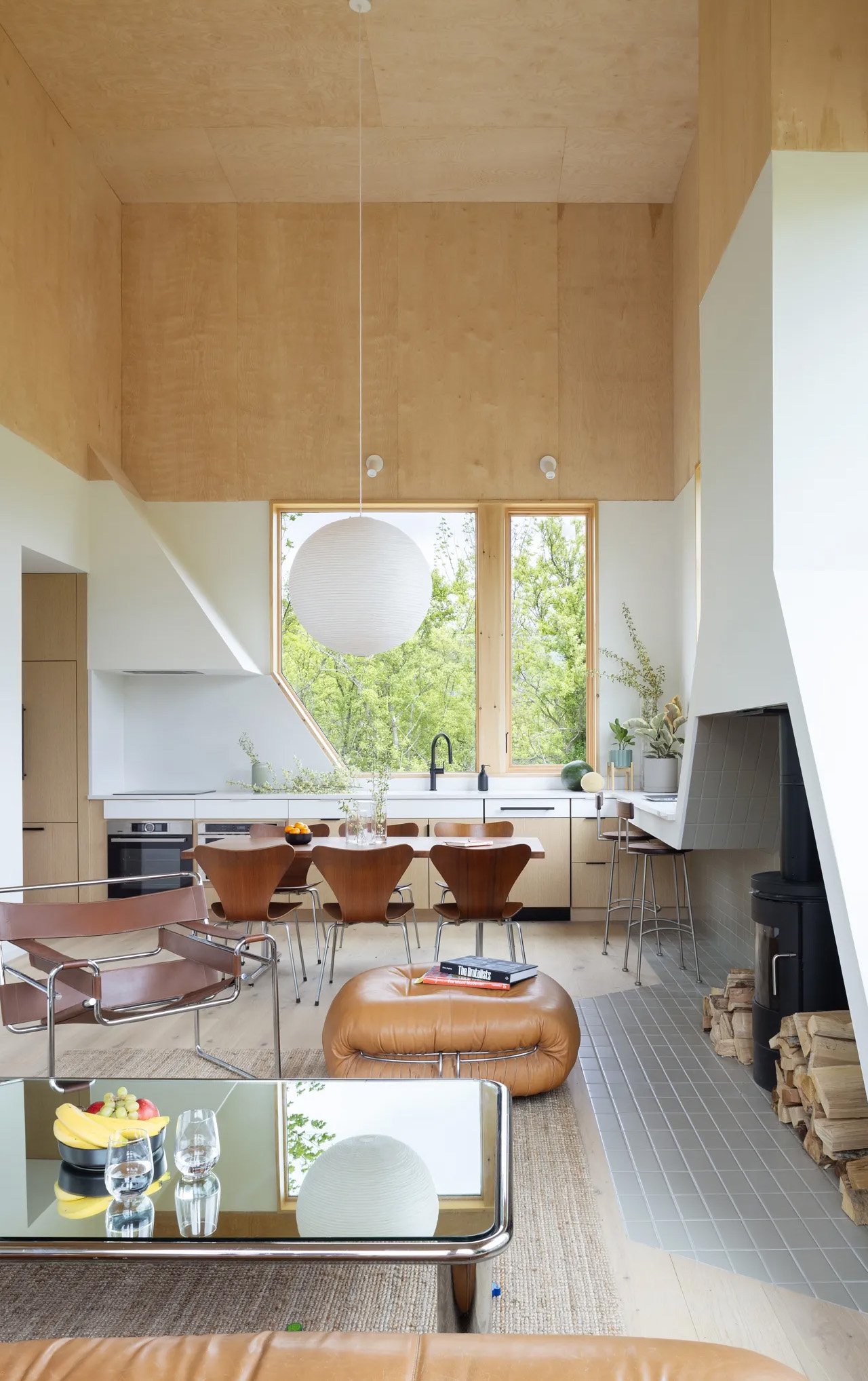 House cedar clad cube Architecture dining area
