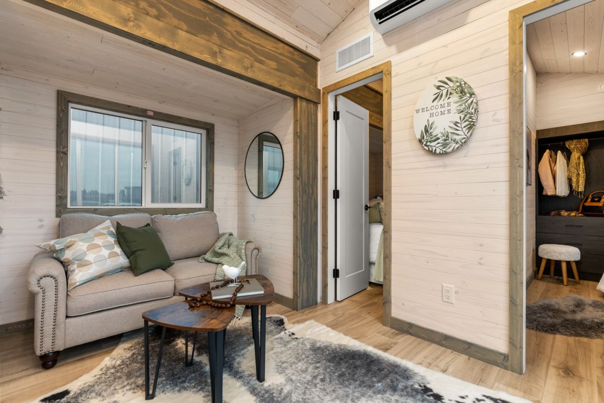 Spacious 38 Foot Tiny Home Built sofa