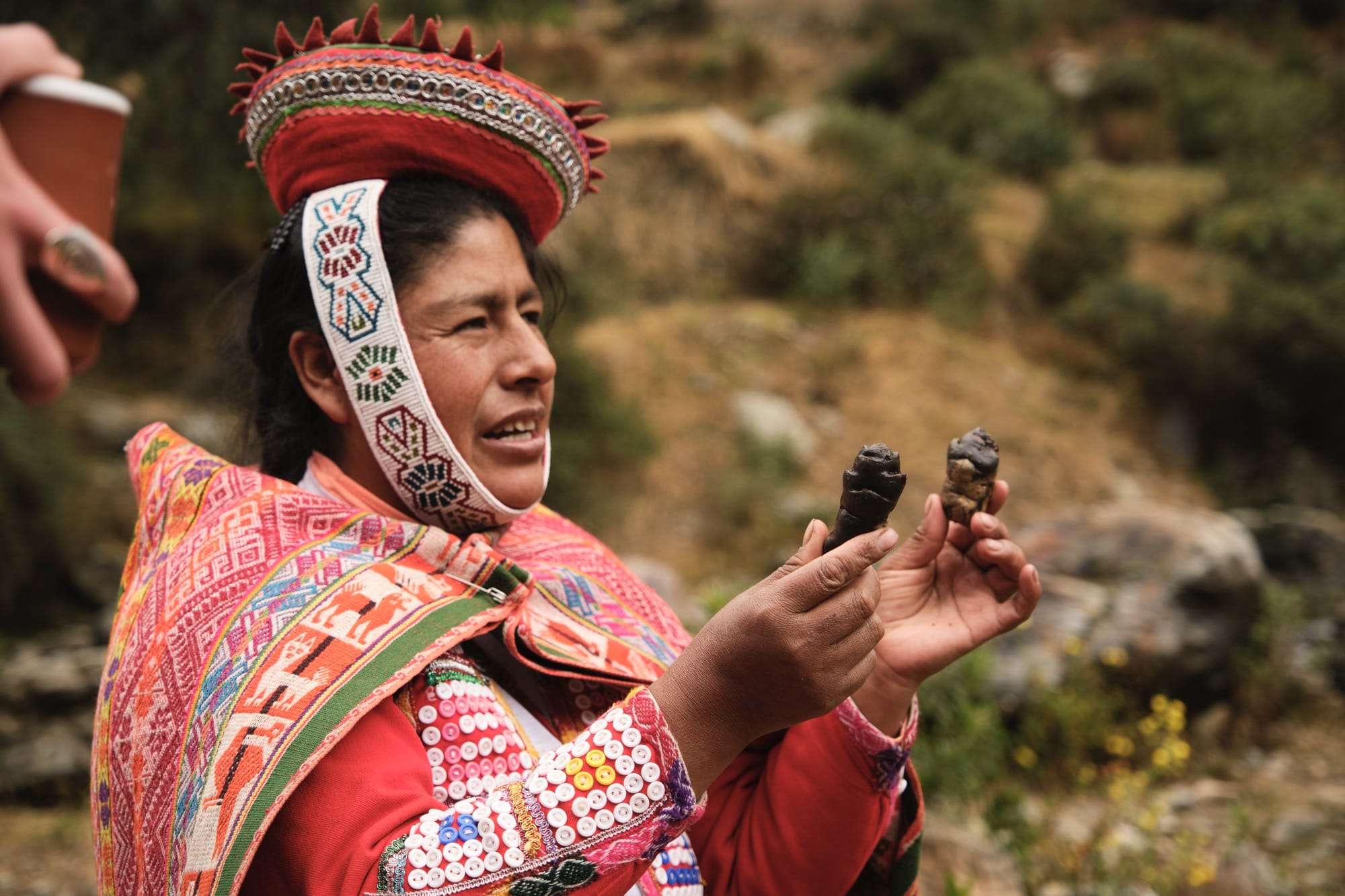 a woman holding objects
